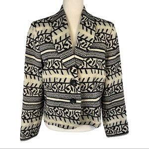 Scott Taylor Cream Black Vine Lattice Pattern Tailored Blazer Jacket Size Large